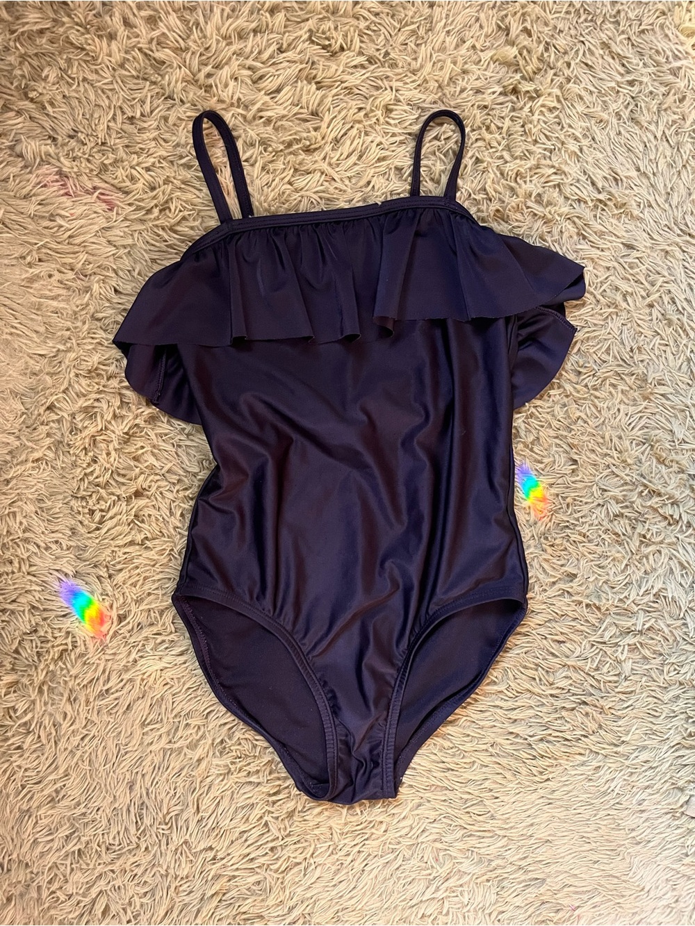 GIRLS BLACK RUFFLE SWIMSUIT|OLD NAVY SIZE: M